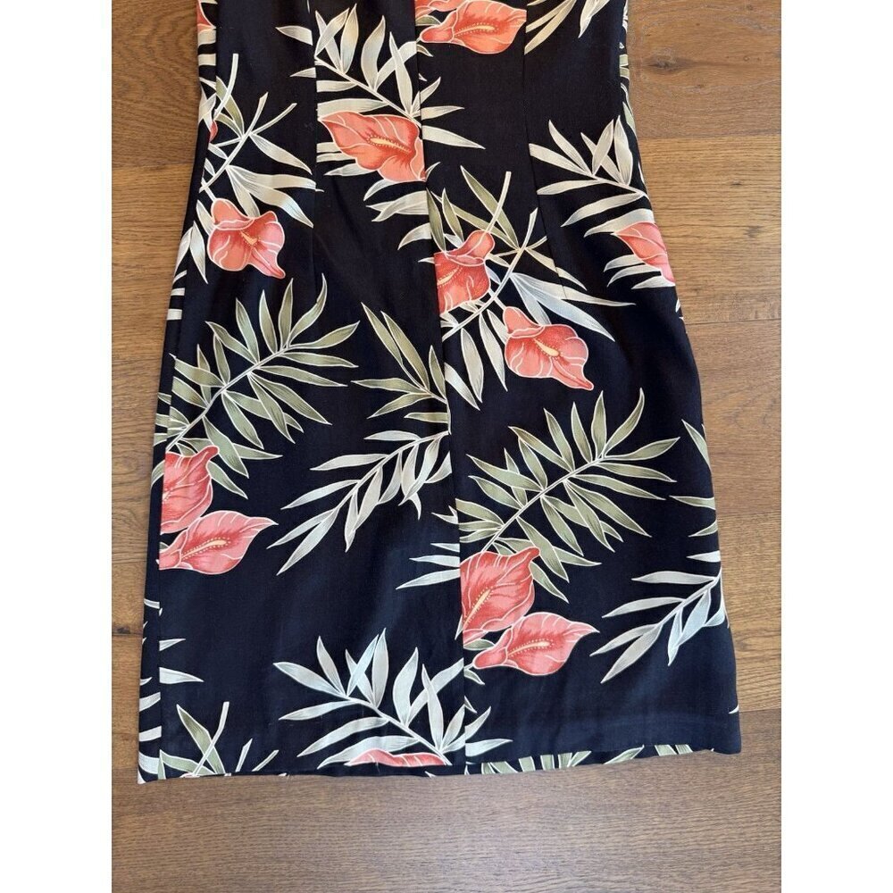 Vintage Tommy Bahama BlackFloral 100% Silk Dress Size 4 - Picture 8 of 10